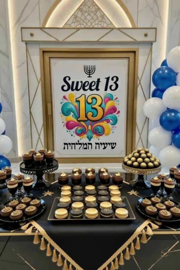 בר קינוחים לבר מצווה שחור זהב יוקרתי