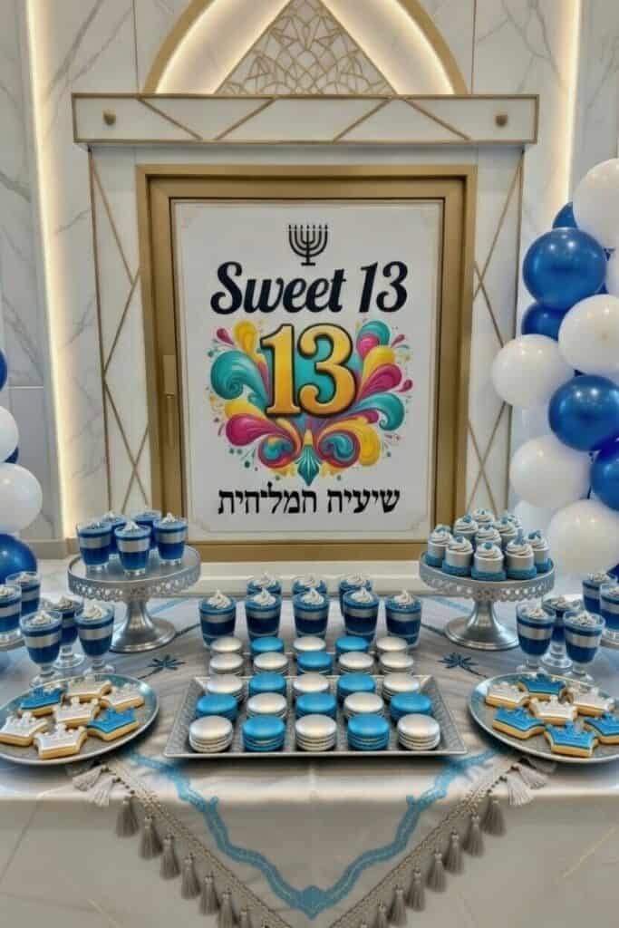 בר קינוחים לבר מצווה כחול כסף