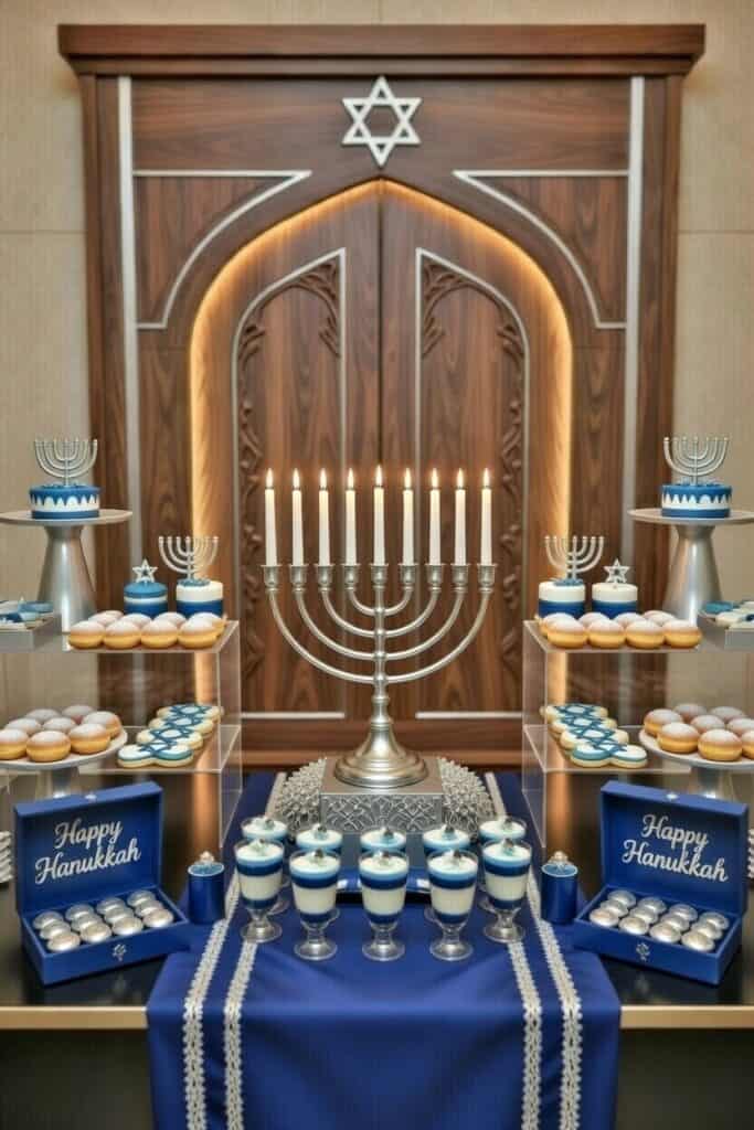 בר קינוחים לבר מצווה עם חנוכייה דקורטיבית